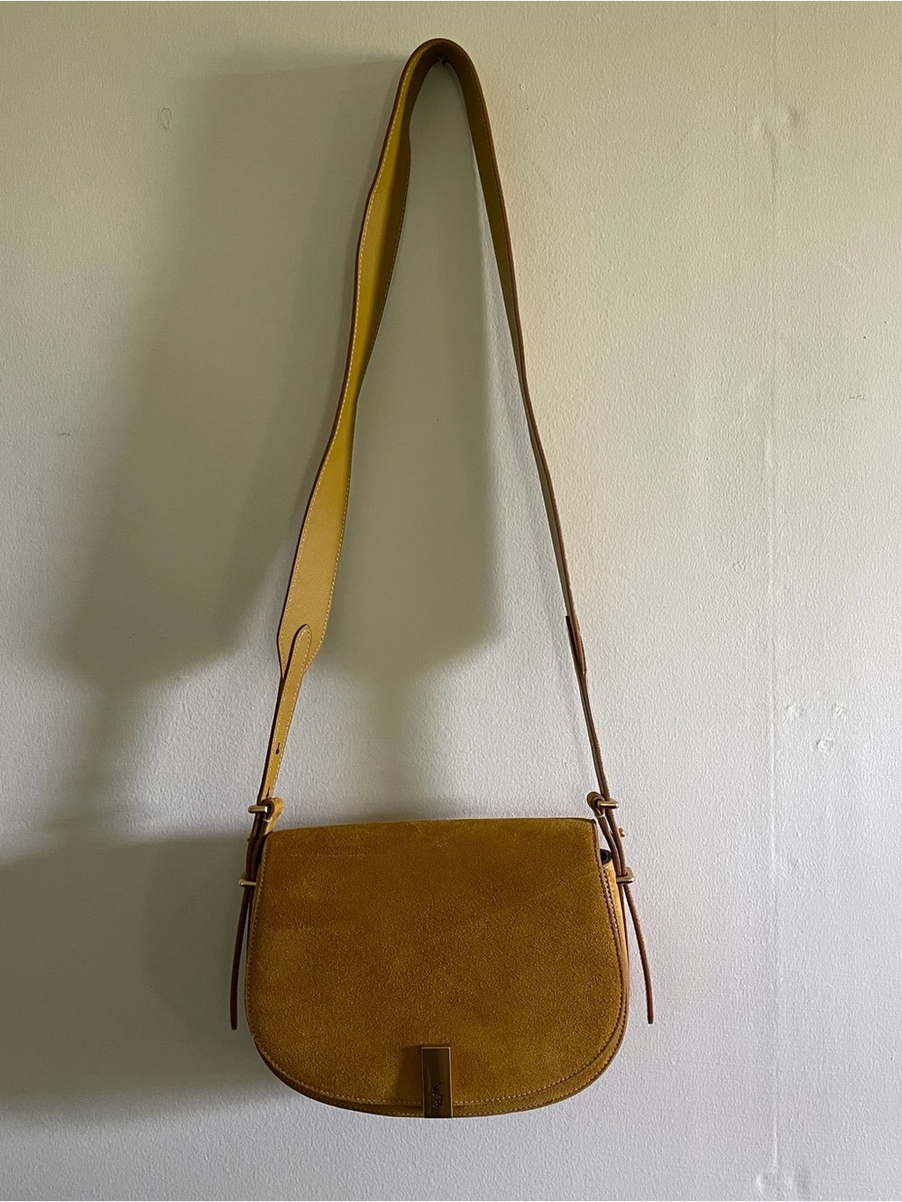 POLO Ralph Lauren Women’s Suede Saddle Crossbody Bag in Mustard Yellow